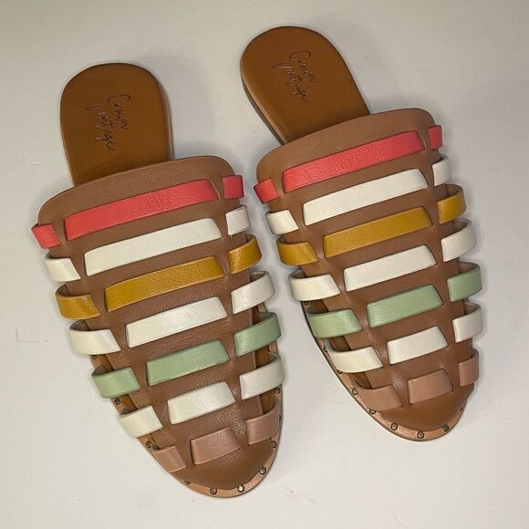 Crown Vintage Multi Color Slip On Sandals size 6.5 - Picture 7 of 8